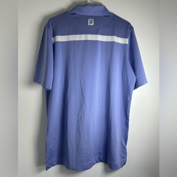 FootJoy FJ Golf Polo Shirt, Men’s Size Medium White Blue Striped Short Sleeve. - Picture 7 of 11